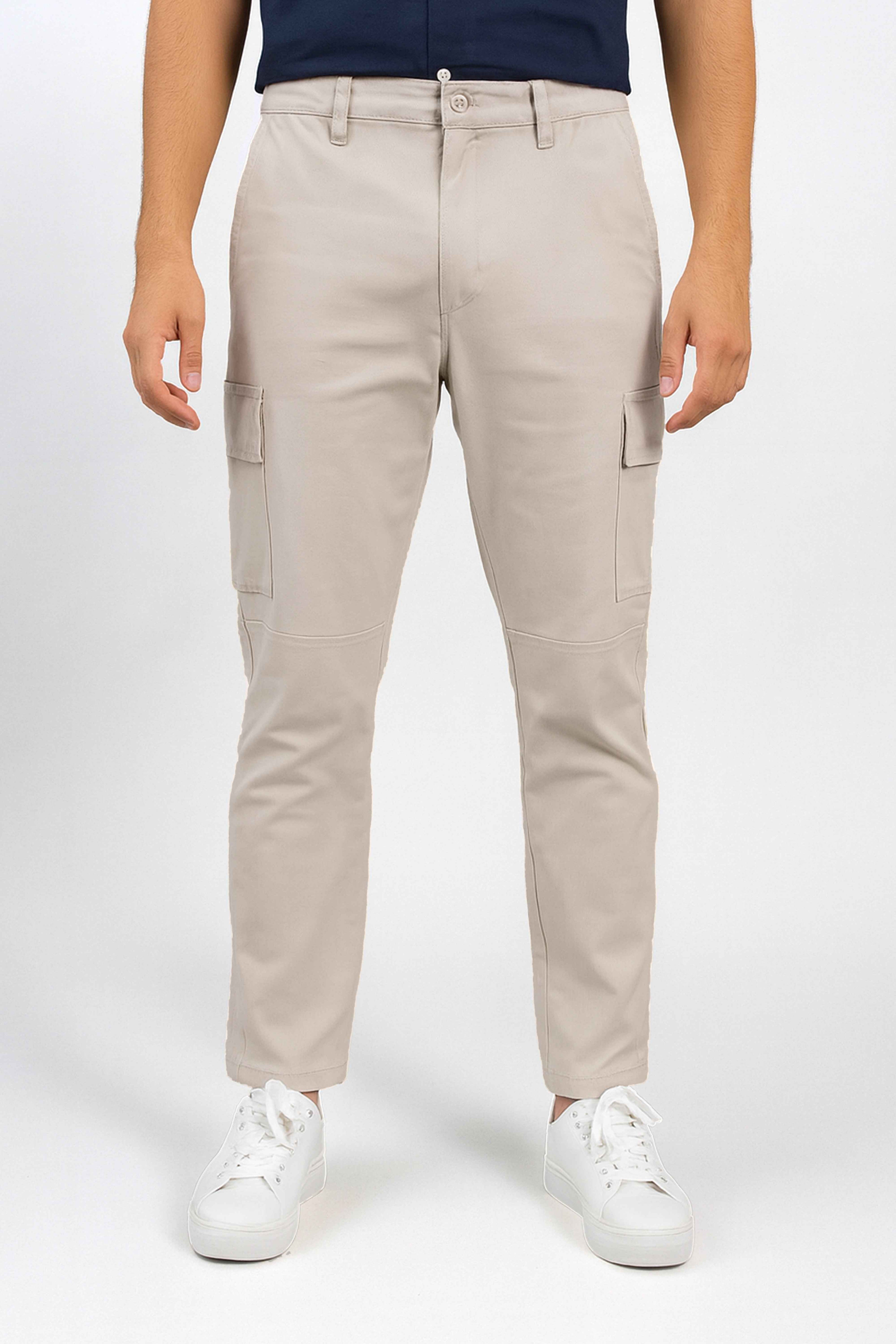 Cream Cargo Pants for Men