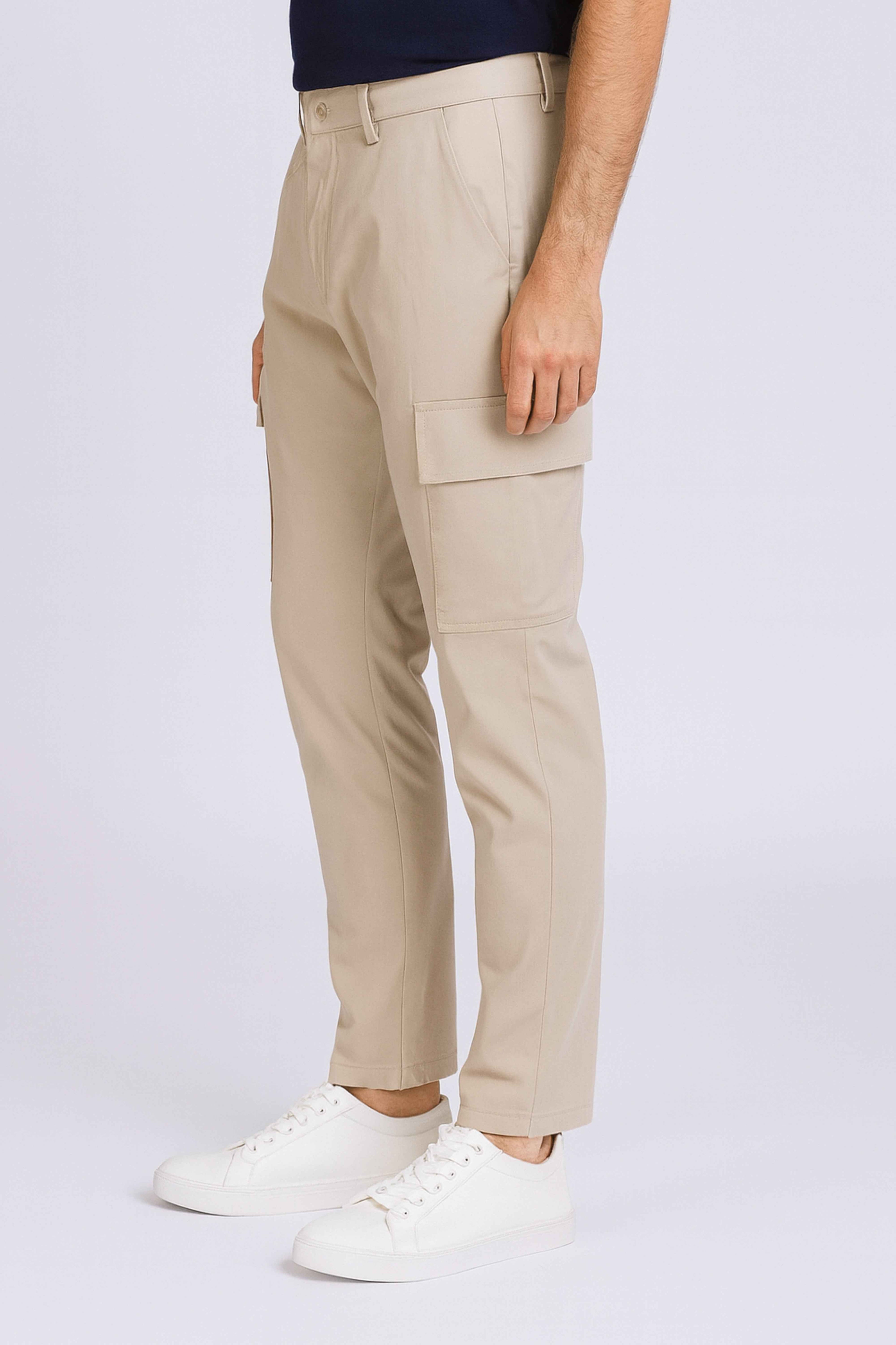 Cream Cargo Pants for Men