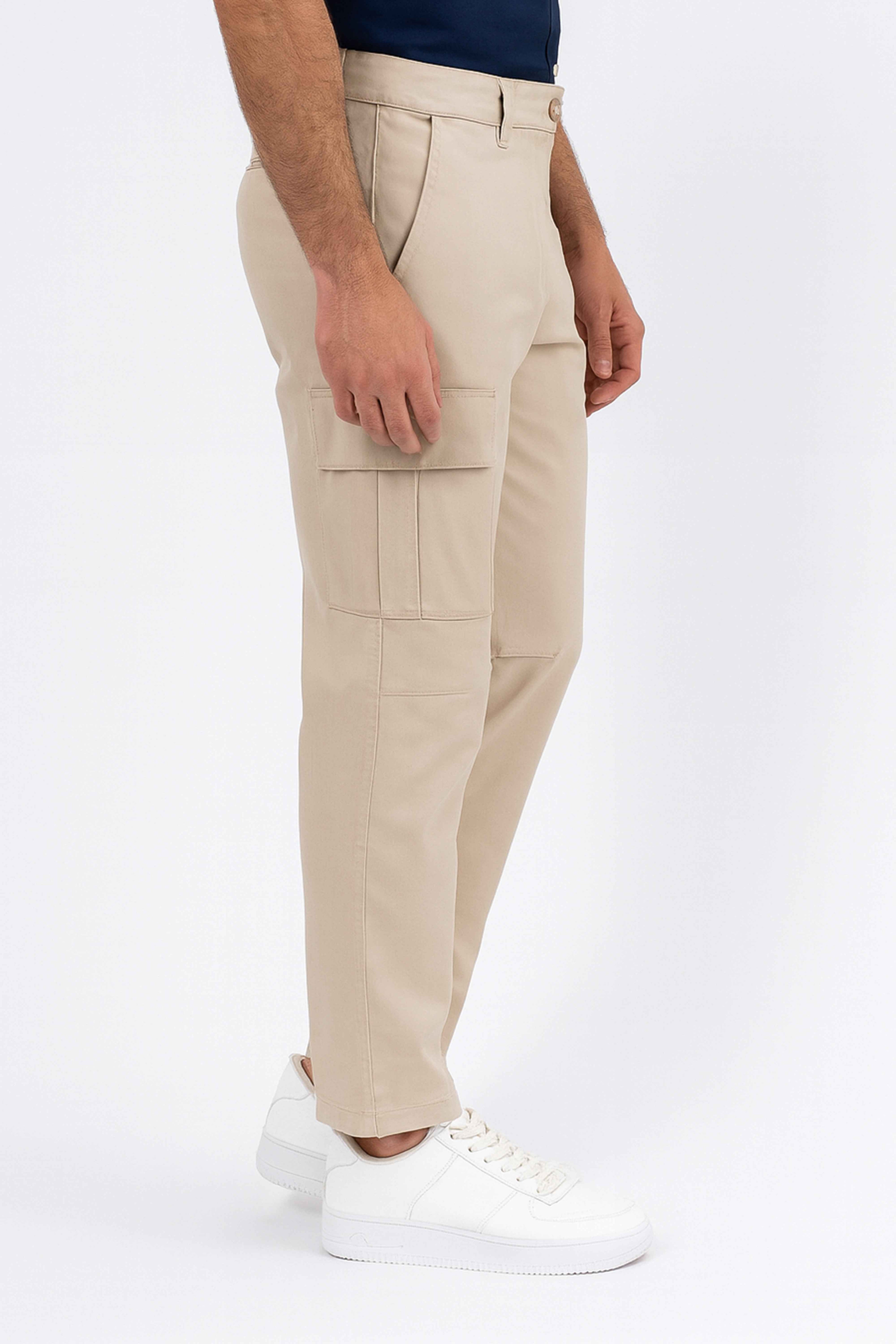 Cream Cargo Pants for Men