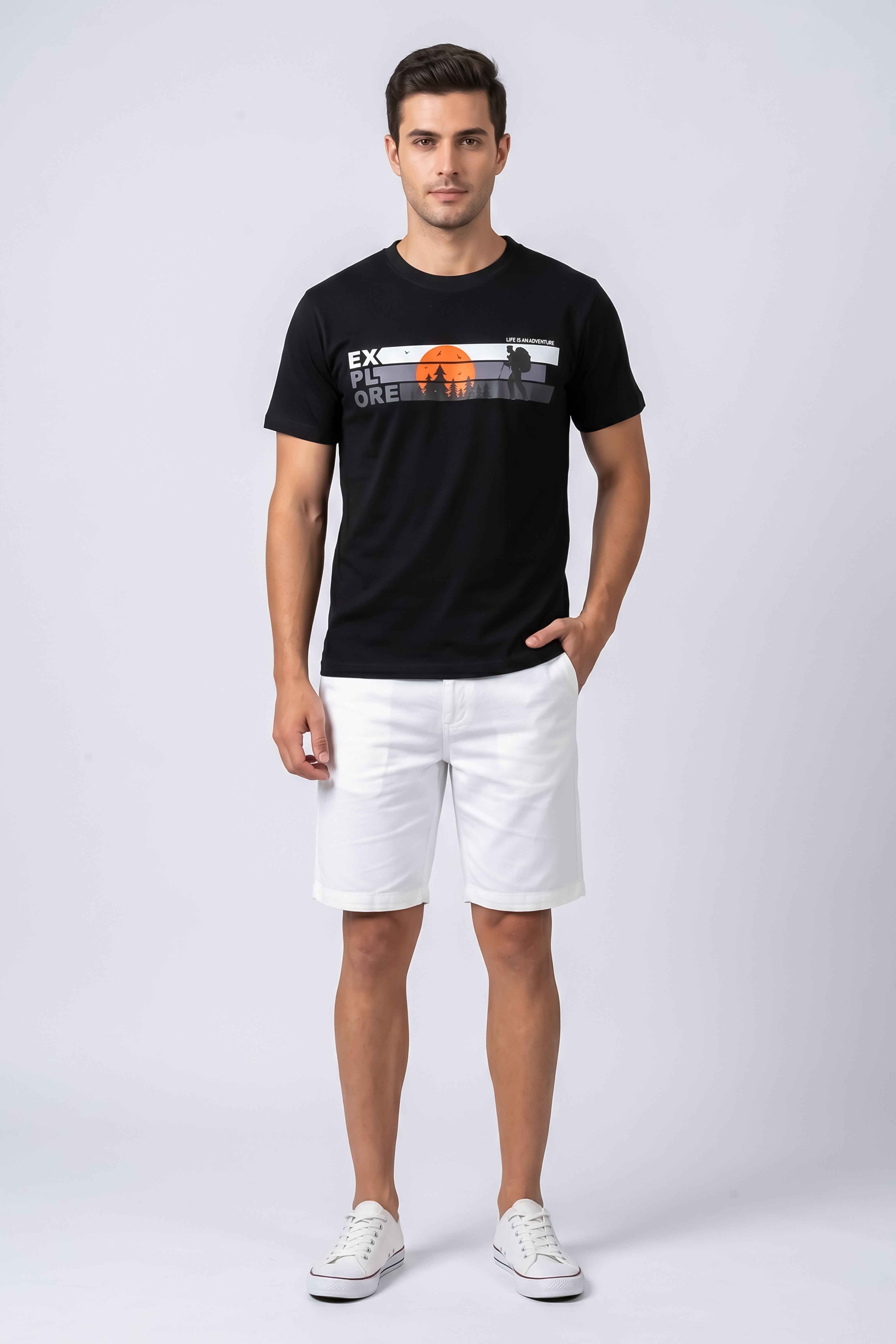 Adventure Explorer Graphic Black Cotton T-Shirt