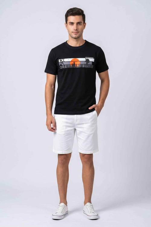 Adventure Explorer Graphic Black Cotton T-Shirt