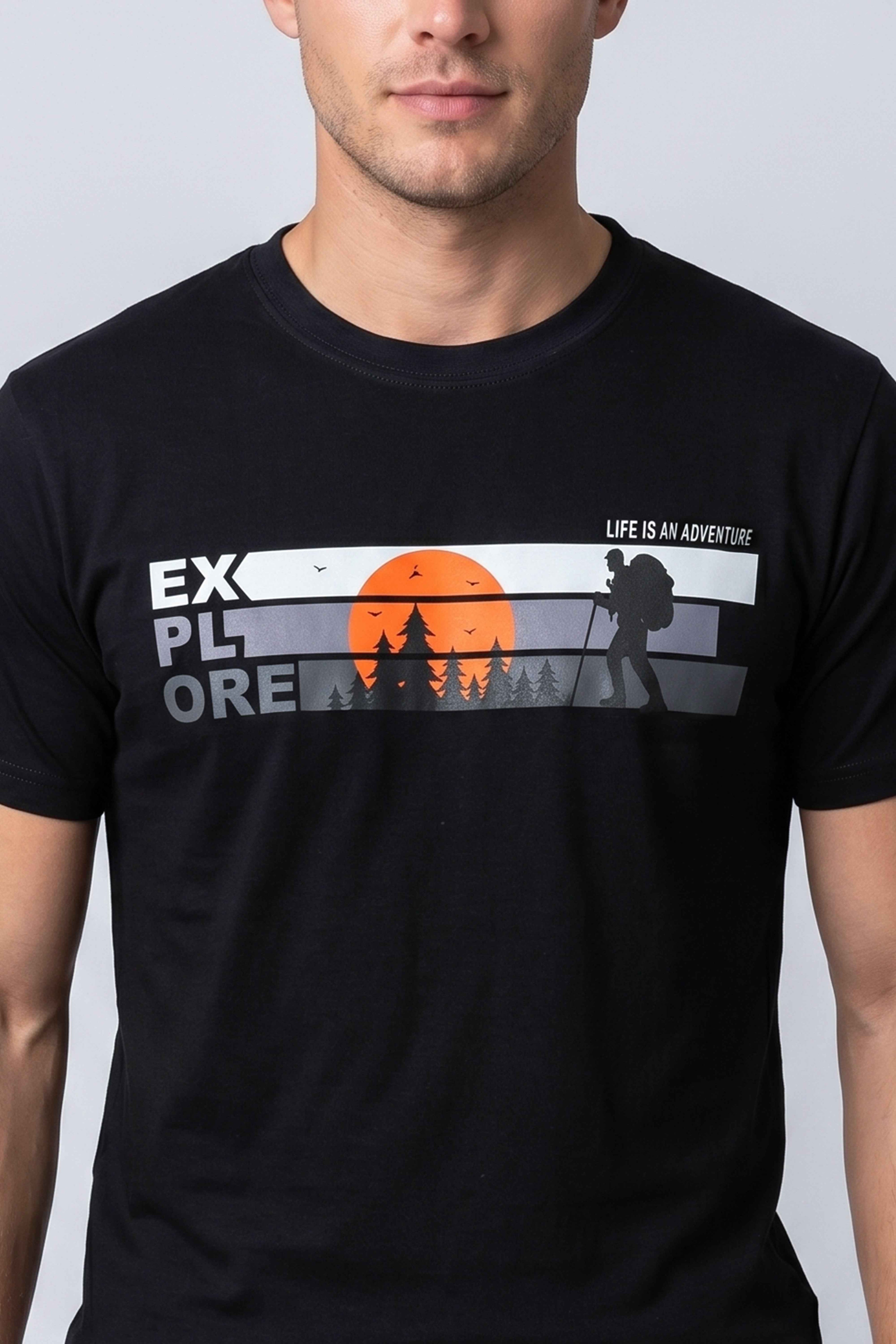 Adventure Explorer Graphic Black Cotton T-Shirt