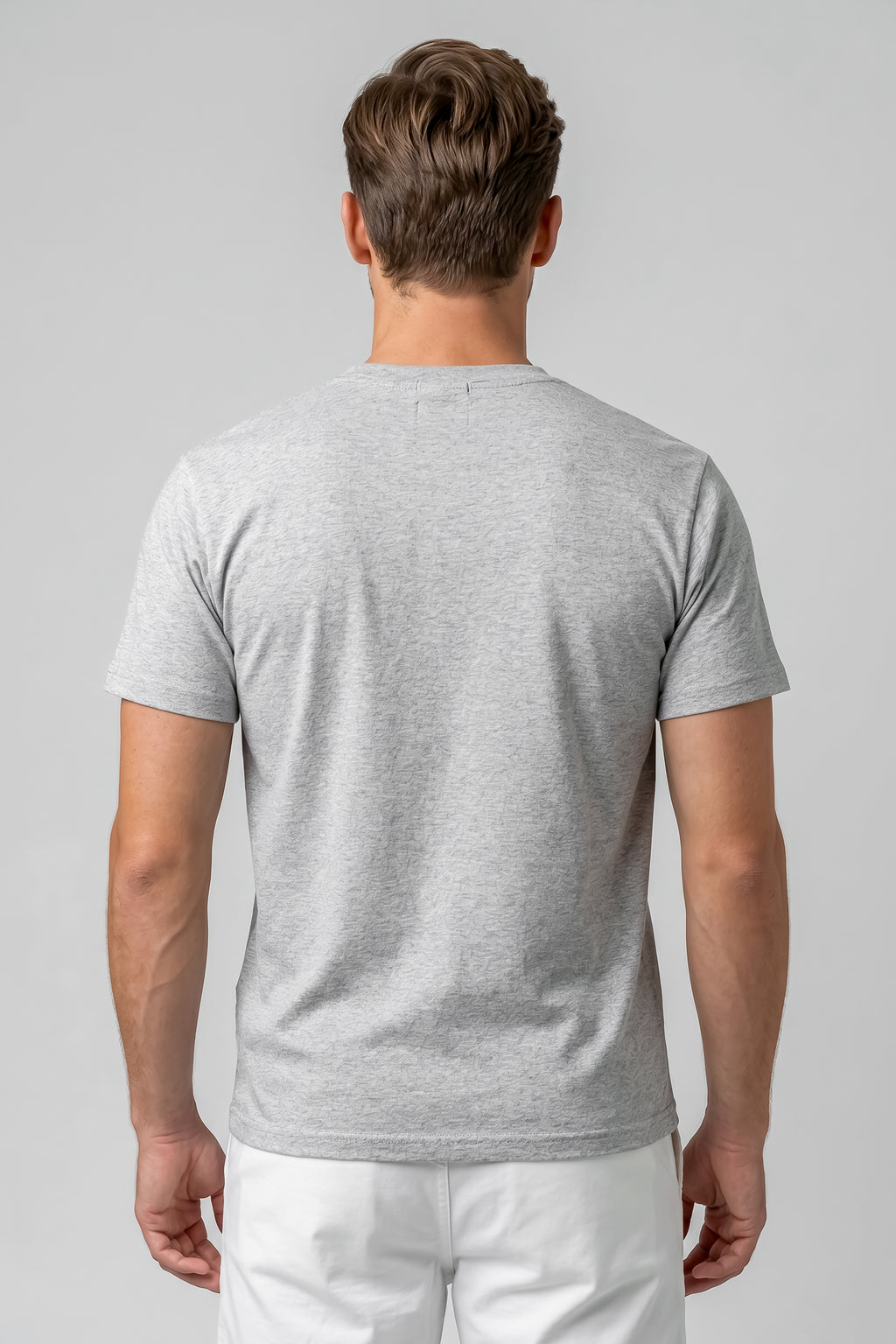 Gray Cotton T-Shirt with Vintage Athletic Design