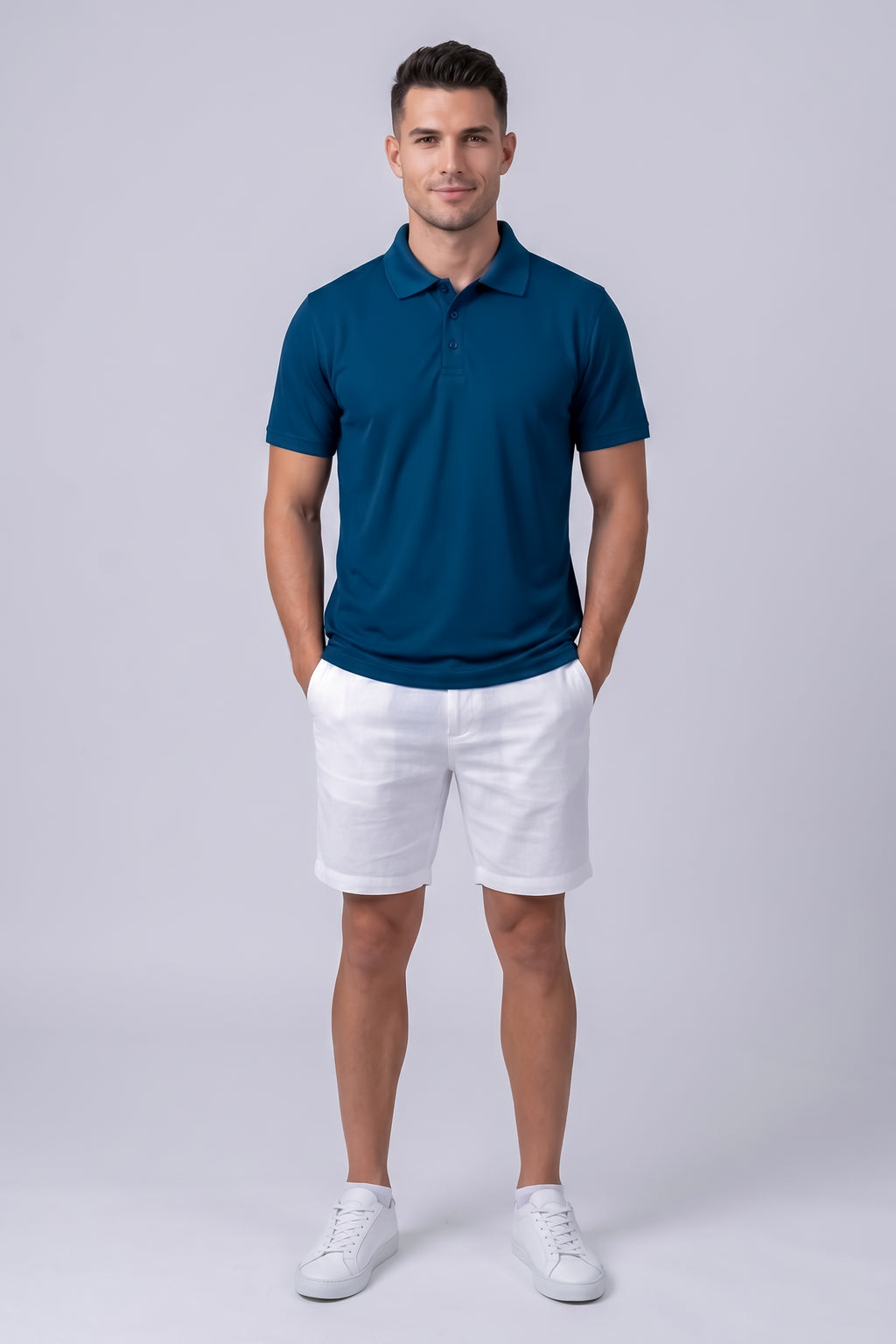 Classic Blue Cotton Polo T-Shirt