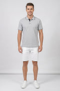 Classic Gray Cotton Polo T-Shirt with Contrast Tipped