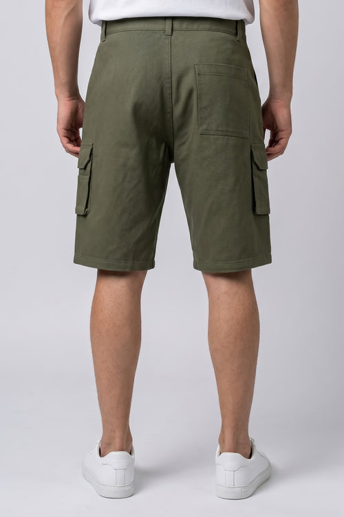 Attire Hub Mens Cotton Blend Olive Solid Shorts