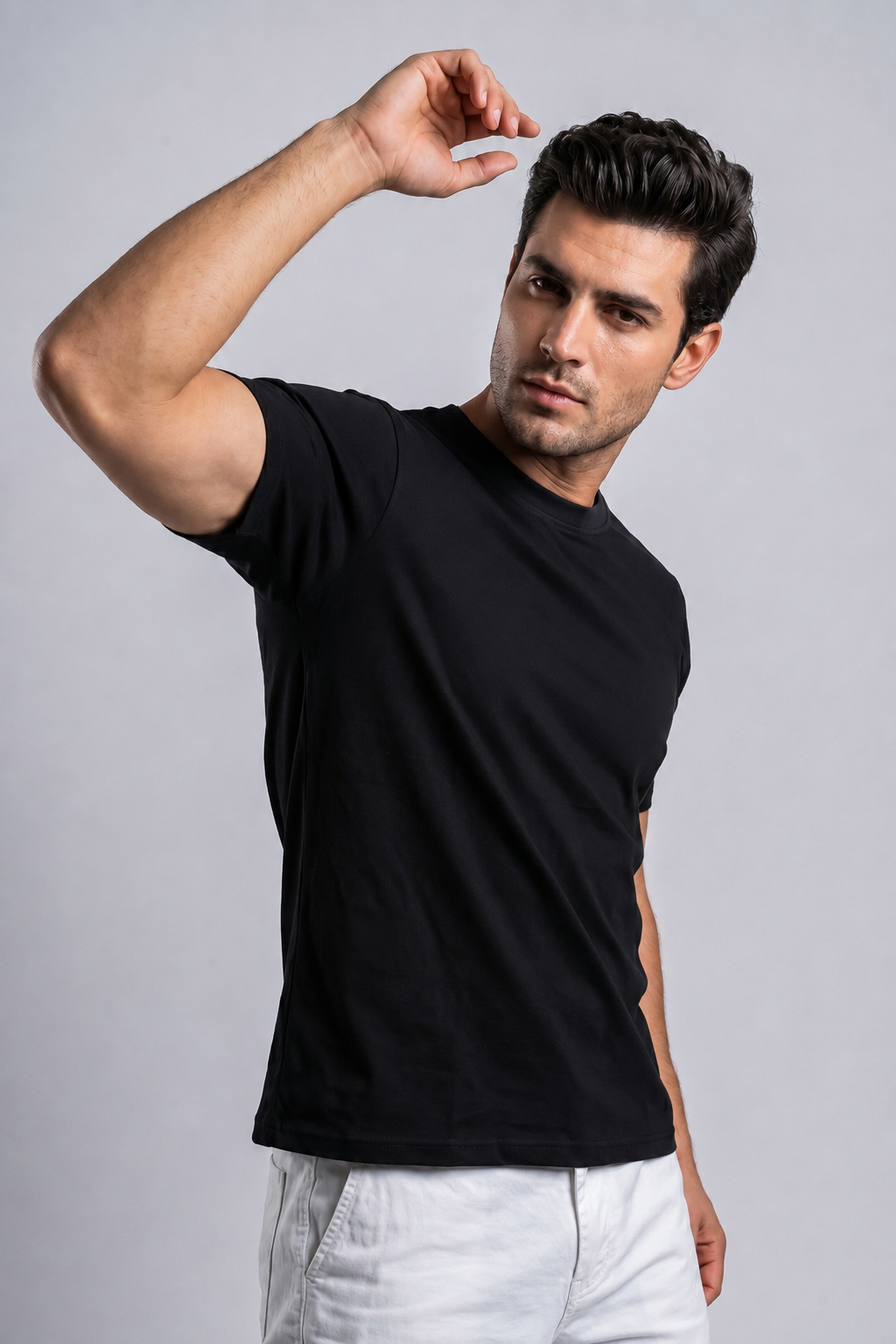 Attire Hub Mens Solid Cotton Round Neck T-Shirt