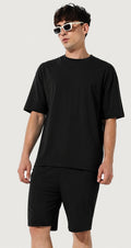 Attire Hub Mens Pure Cotton Black Solid Sweat Shorts
