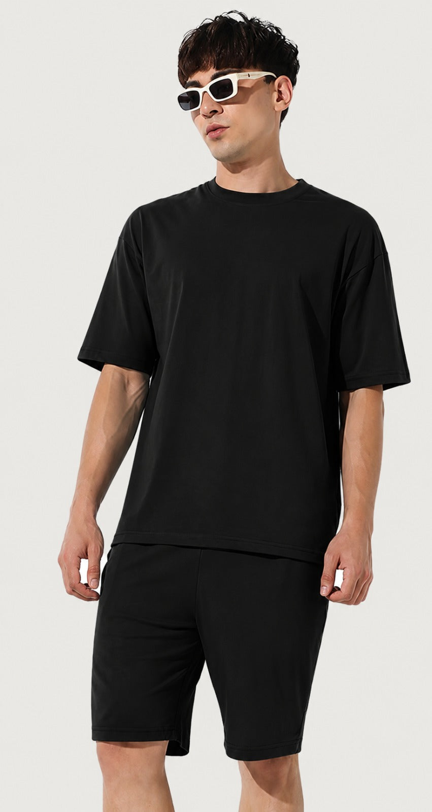 Attire Hub Mens Pure Cotton Black Solid Sweat Shorts