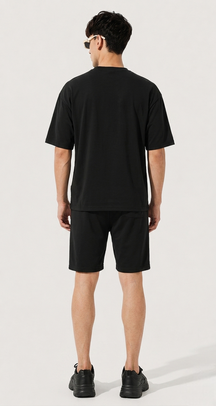 Attire Hub Mens Pure Cotton Black Solid Sweat Shorts