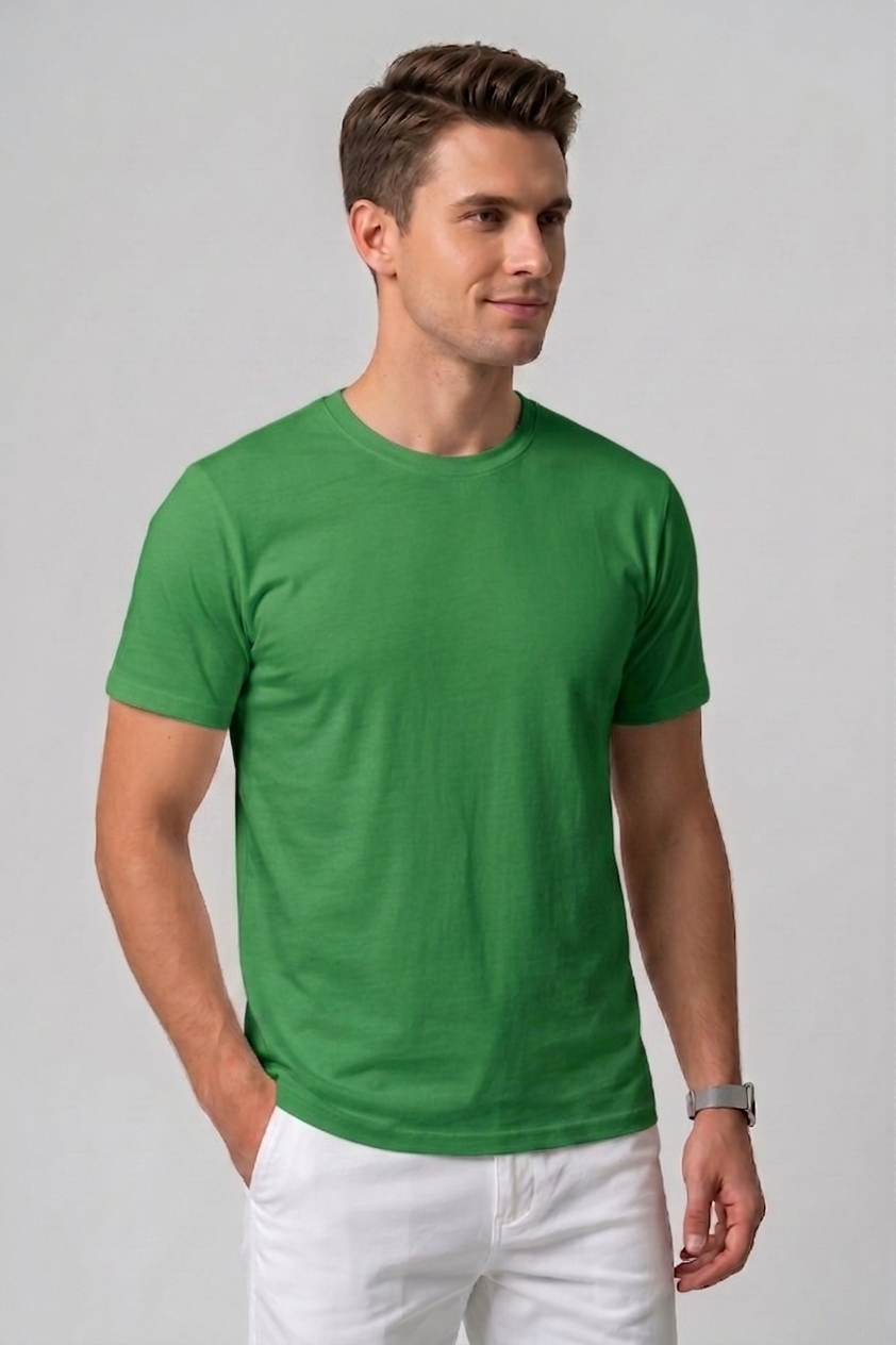 Attire Hub Mens Solid Cotton Round Neck T-Shirt
