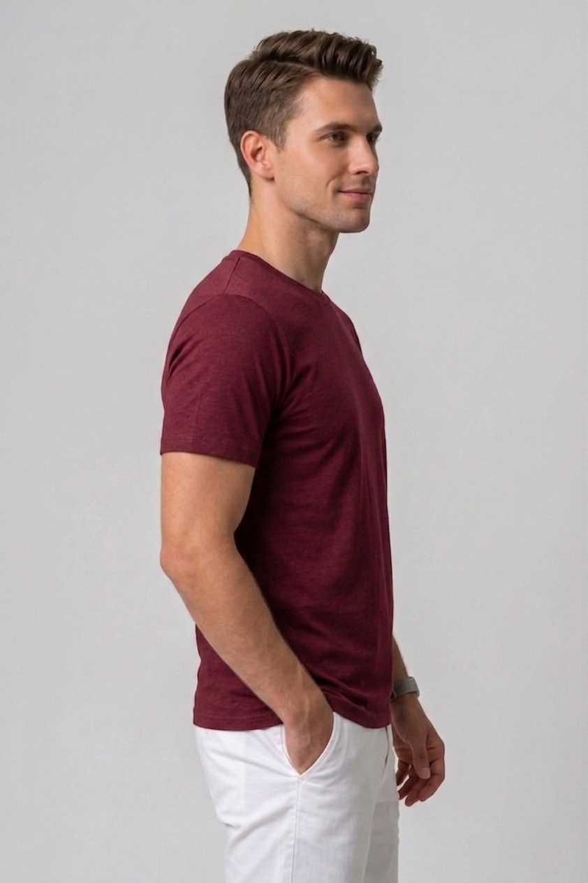 Attire Hub Mens Solid Cotton Round Neck T-Shirt