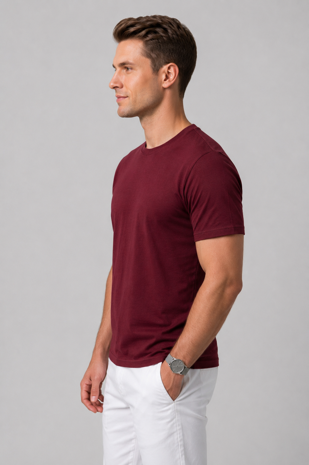 Attire Hub Mens Pure Cotton Multi Pack Solid Round T-Shirt (Pack of 3)