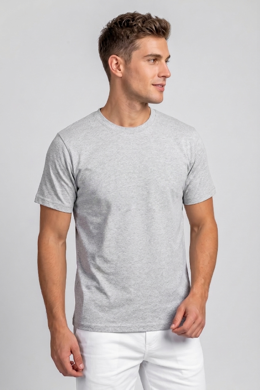 Attire Hub Mens Pure Cotton Multi Pack Solid Round T-Shirt (Pack of 2)