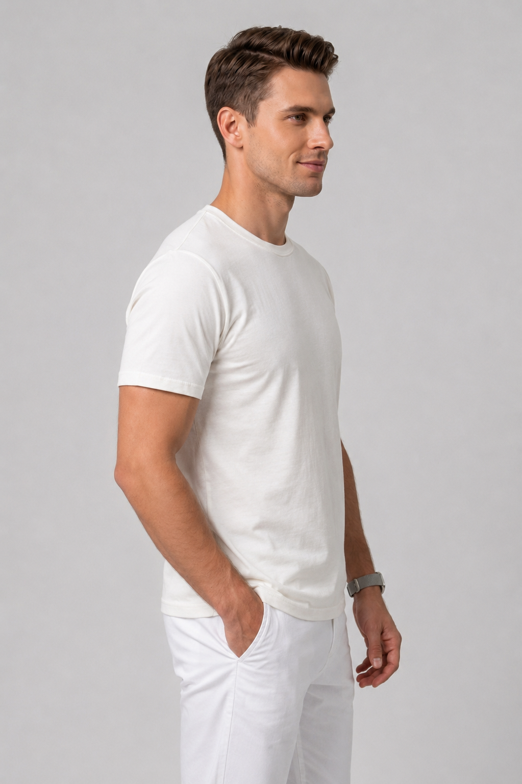 Attire Hub Mens Solid Cotton Round Neck T-Shirt
