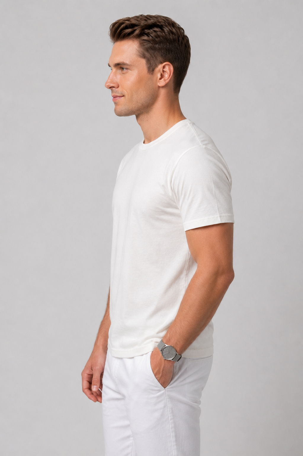 Attire Hub Mens Pure Cotton Grass Green, White & Navy Multi Pack Solid Round T-Shirt (Pack of 3)