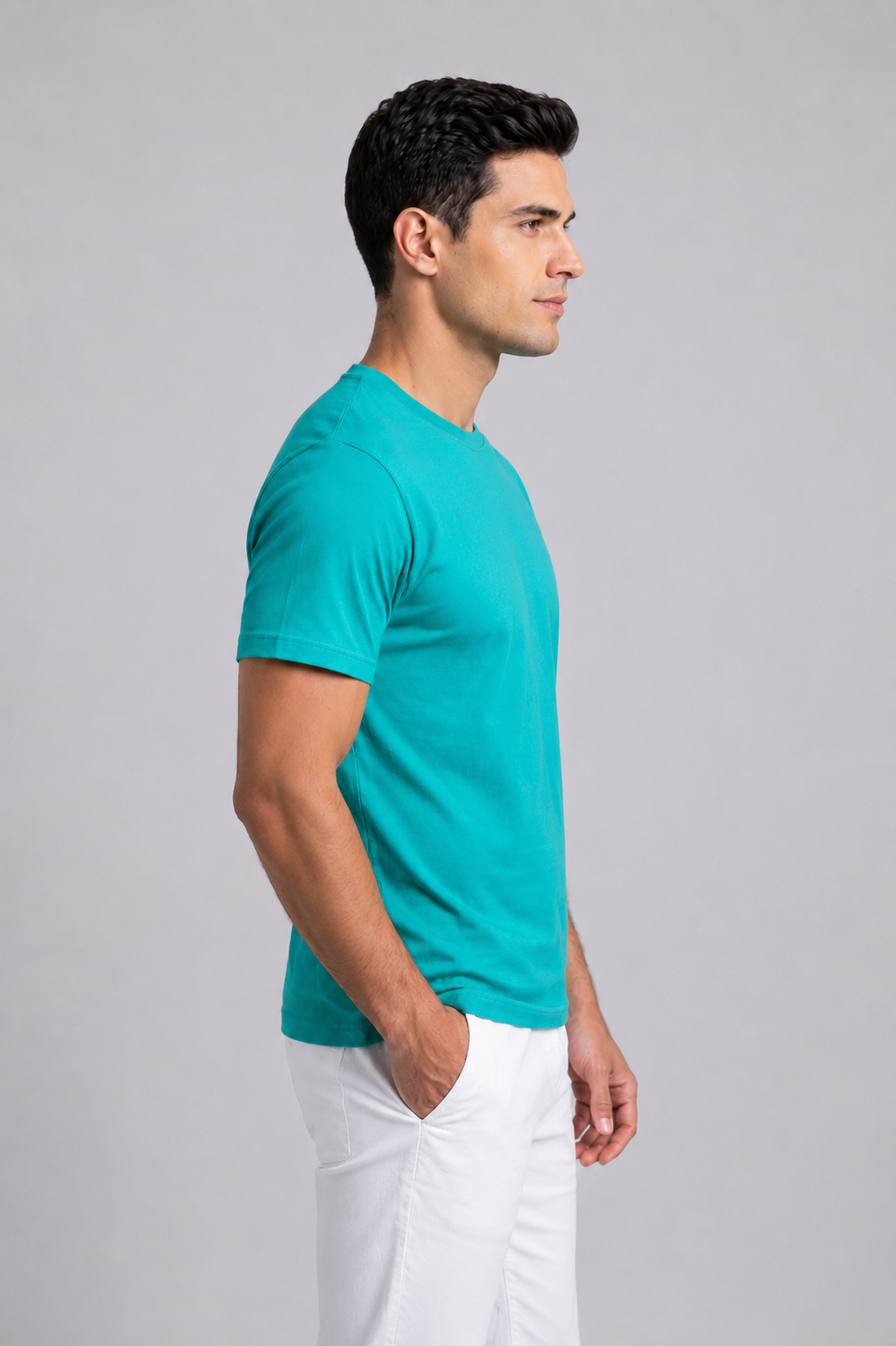 Attire Hub Mens Solid Cotton Round Neck T-Shirt