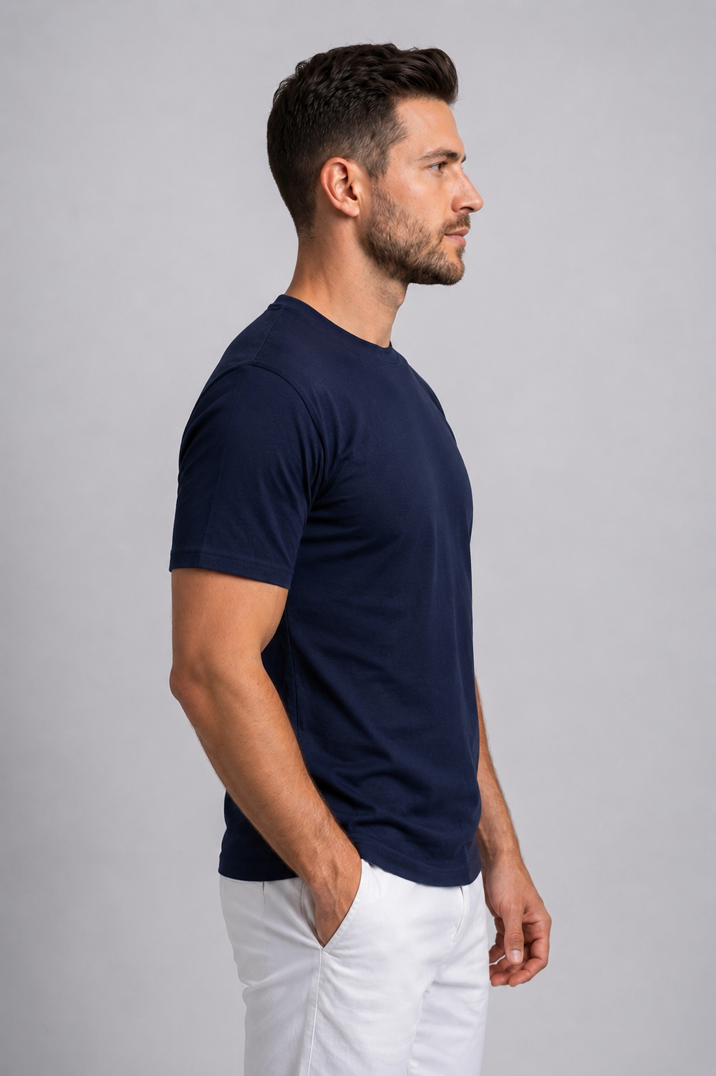 Attire Hub Mens Solid Cotton Round Neck T-Shirt