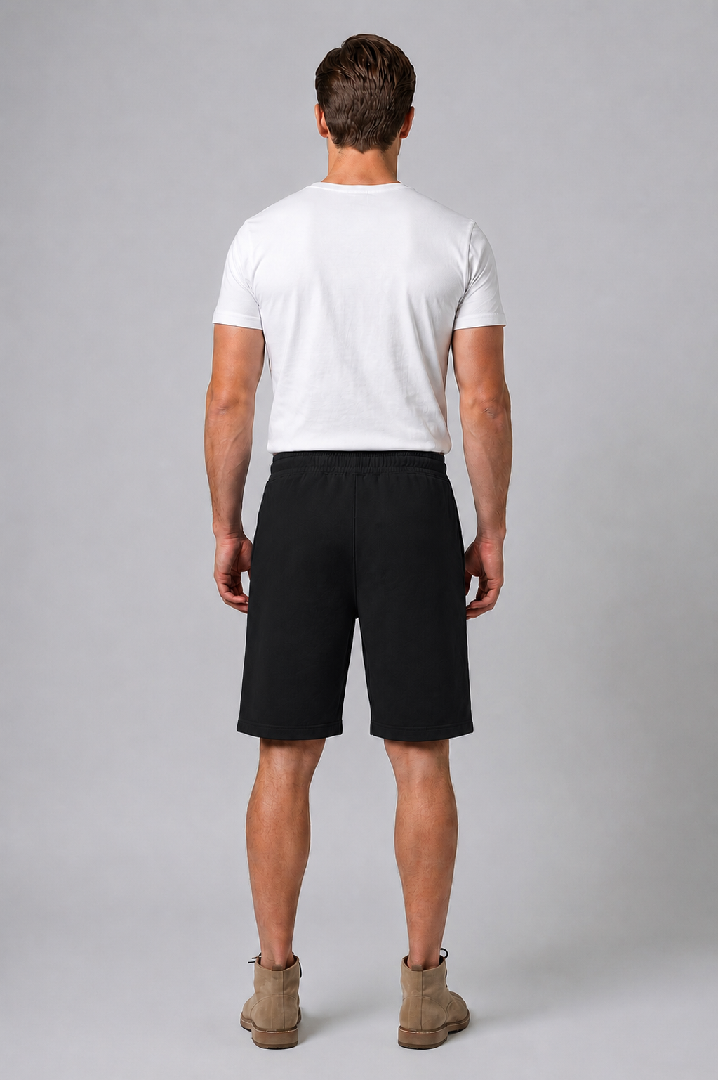 Attire Hub Mens Pure Cotton Black Solid Sweat Shorts