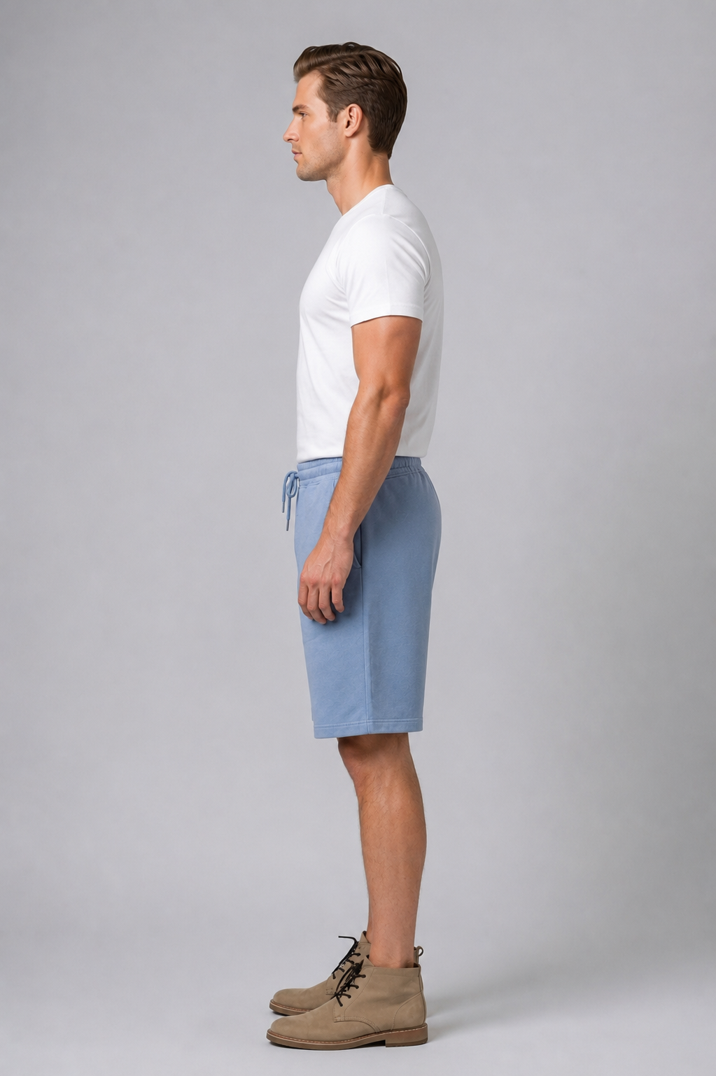 Attire Hub Mens Pure Cotton Air Blue Solid Sweat Shorts