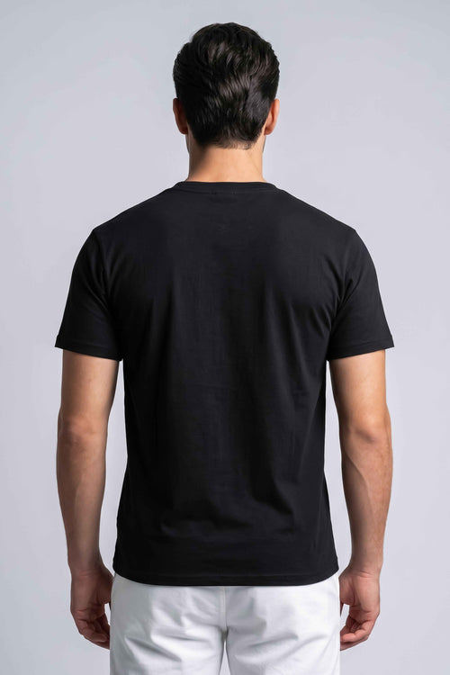 Attire Hub Mens Pure Cotton Black Beach Tropical Printed Round T-Shirt