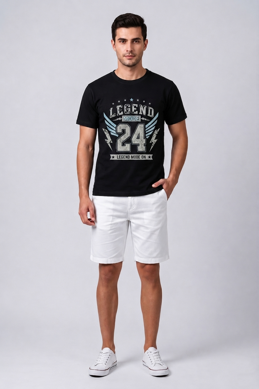 Attire Hub Mens Pure Cotton Black Legend Mode Printed Round T-Shirt