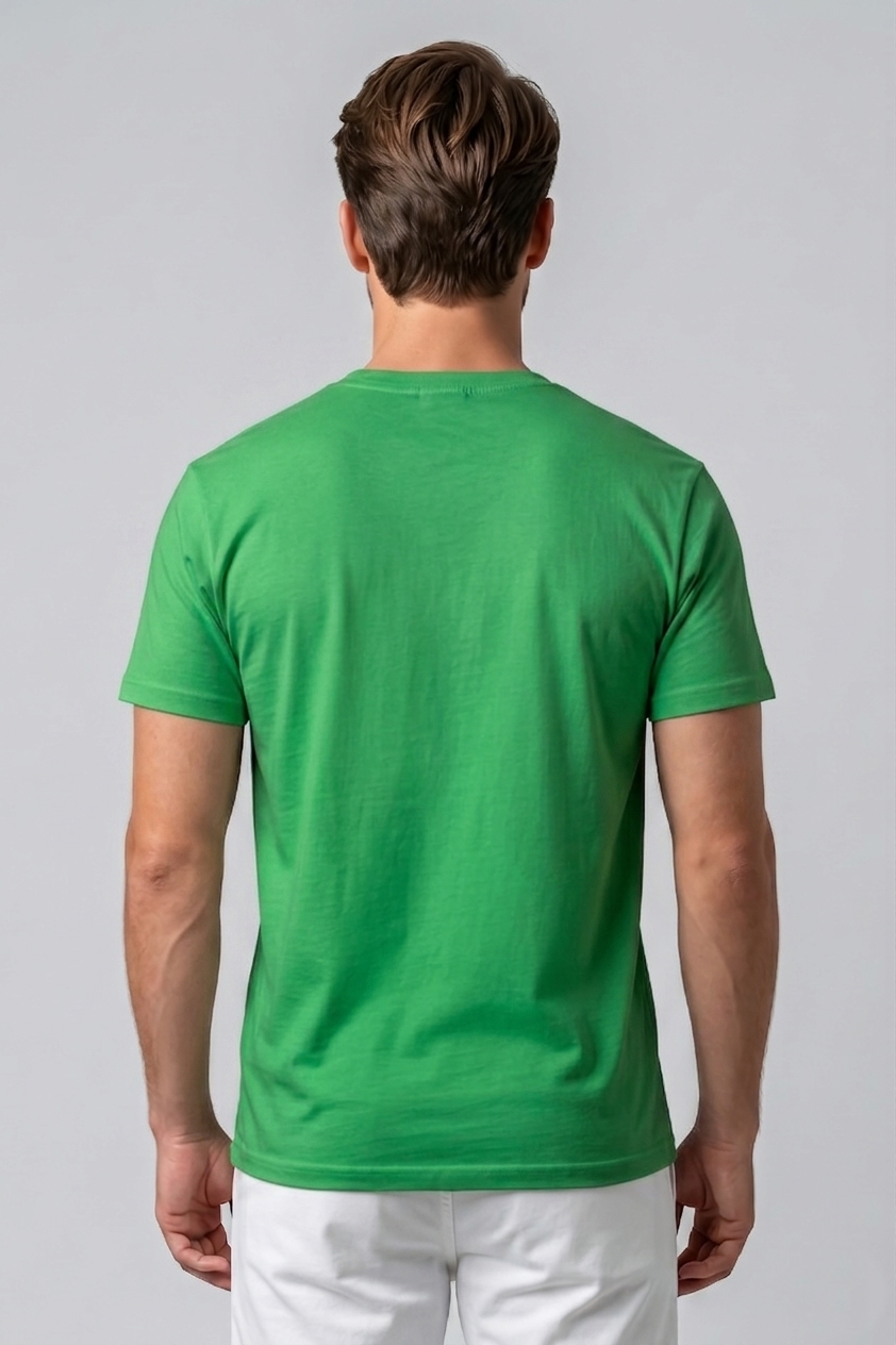 Attire Hub Mens Pure Cotton Grass Green Hi Printed Round T-Shirt