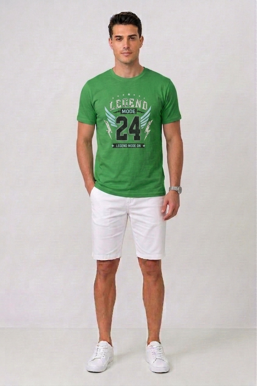 Attire Hub Mens Pure Cotton Grass Green Legend Mode Printed Round T-Shirt
