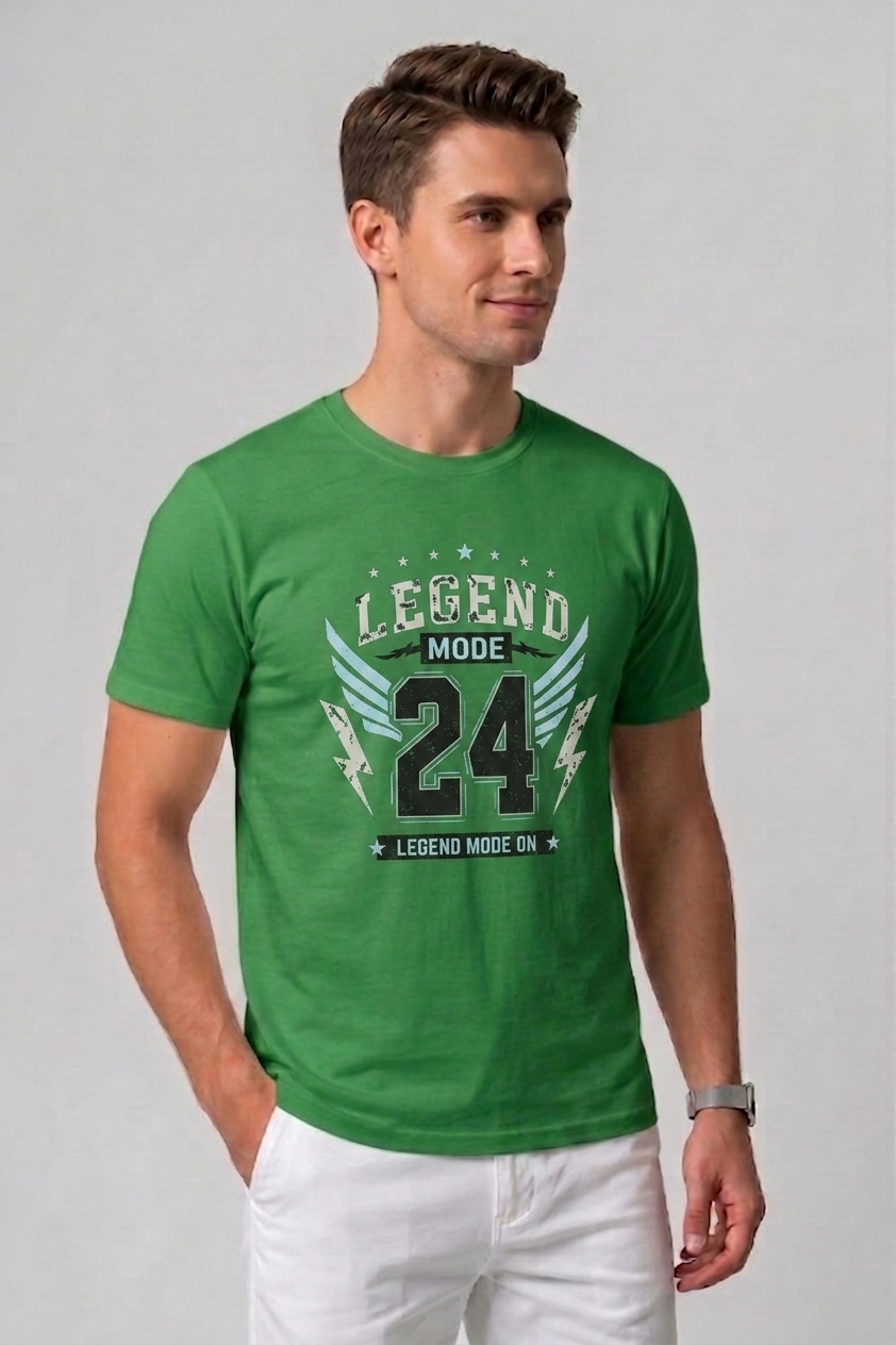 Attire Hub Mens Pure Cotton Grass Green Legend Mode Printed Round T-Shirt