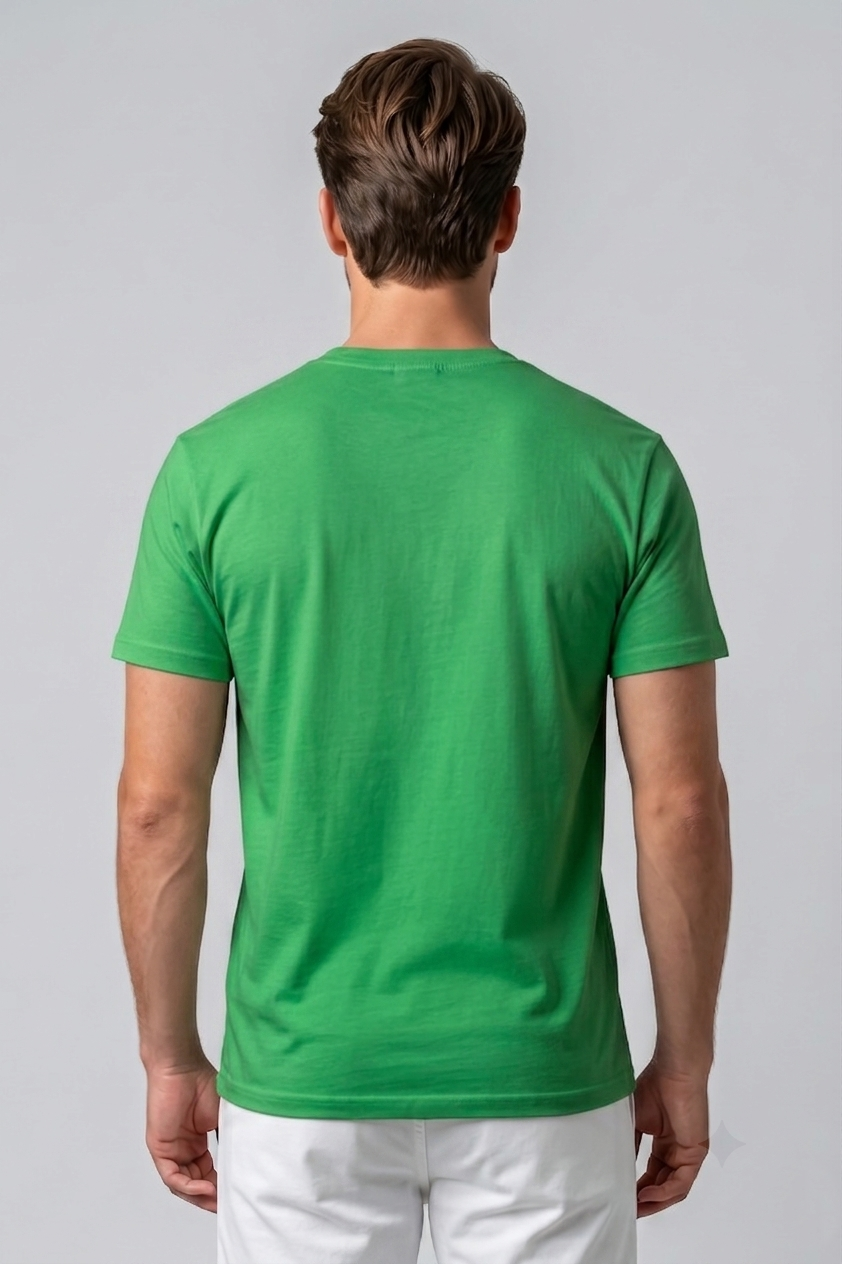 Attire Hub Mens Pure Cotton Grass Green Sunset Summer Vibes Printed Round T-Shirt