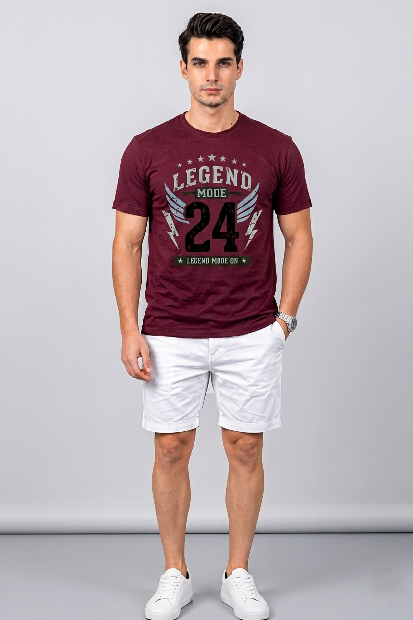 Attire Hub Mens Pure Cotton Maroon Legend Mode Printed Round T-Shirt