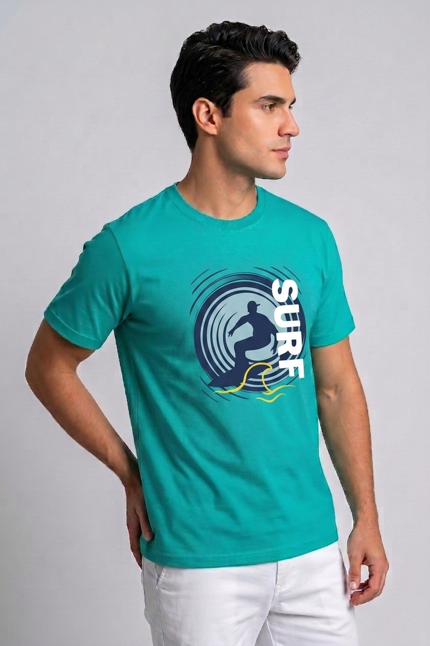 Attire Hub Mens Pure Cotton White Tokyo City Printed Round T-Shirt