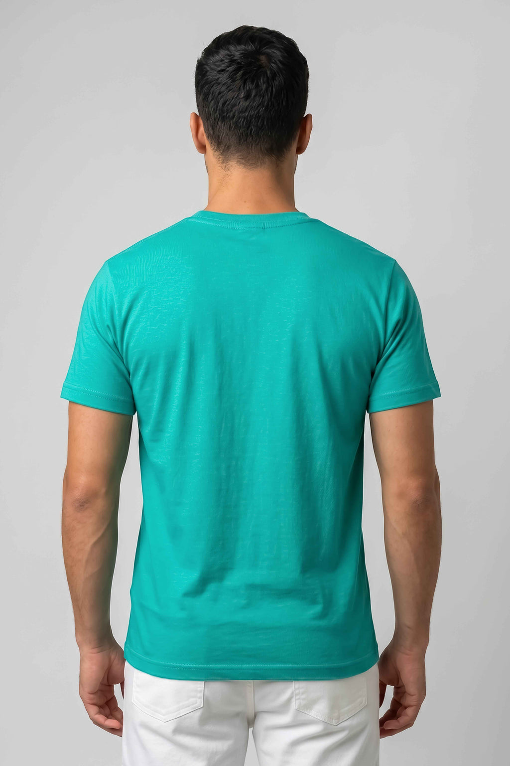 Attire Hub Mens Pure Cotton Teal Hi Printed Round T-Shirt