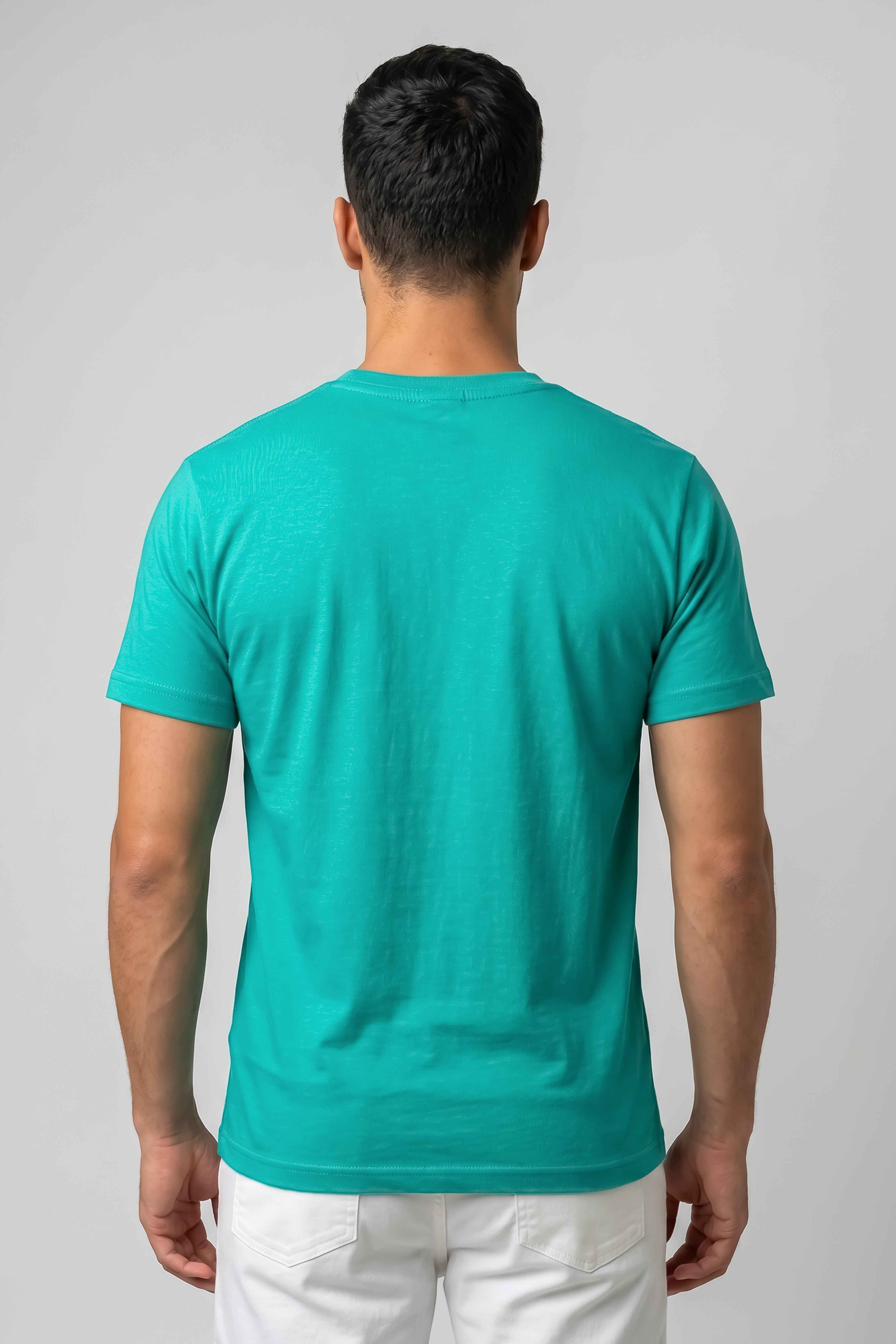 Attire Hub Mens Pure Cotton Teal Rise Storm Printed Round T-Shirt