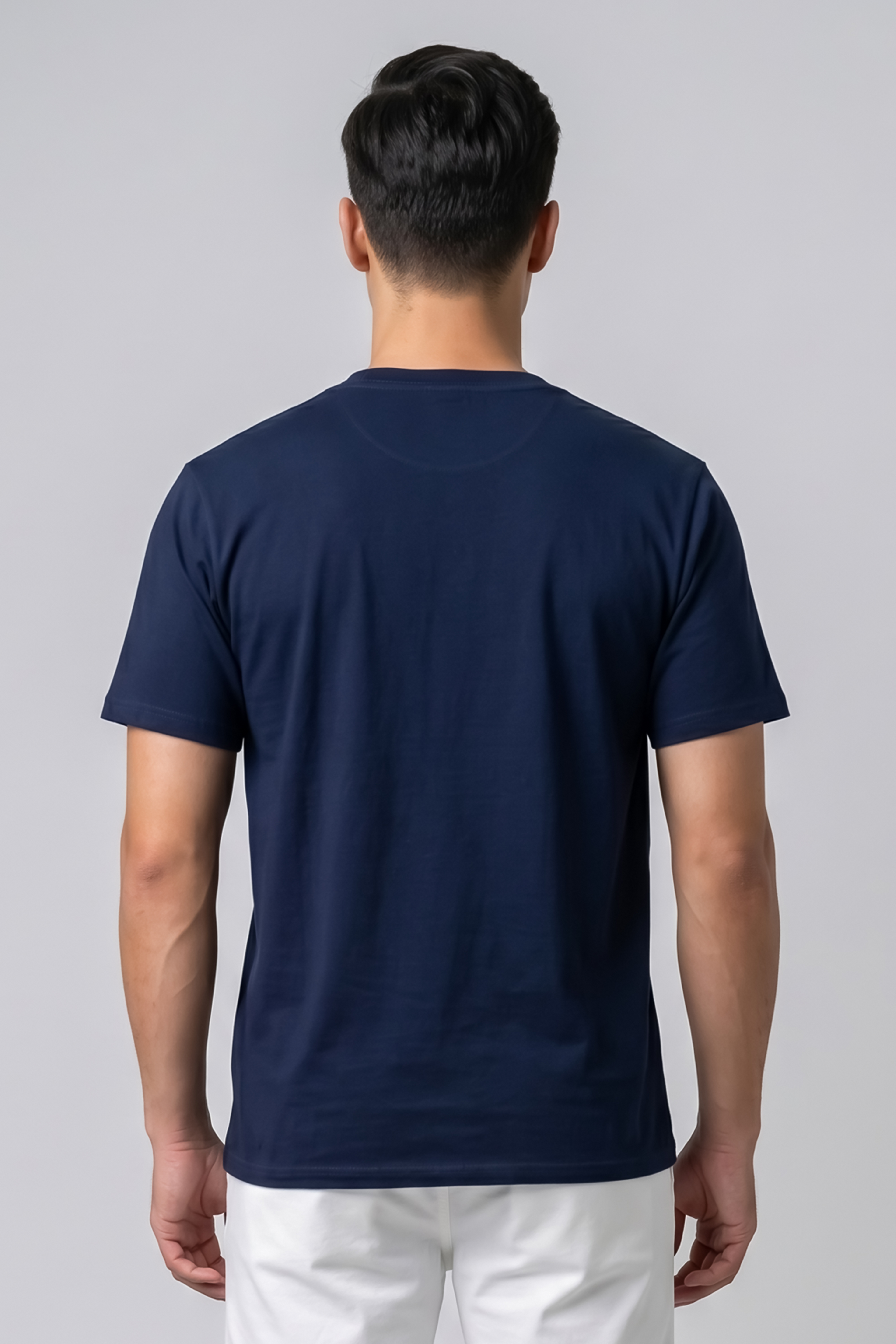 Attire Hub Mens Pure Cotton Navy Outside Printed Round T-Shirt