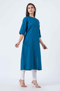 Attire Hub Womens Pure Cotton Blue Self Design Kurti