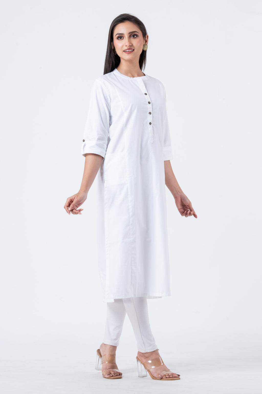 Attire Hub Womens Pure Cotton White Solid Kurti