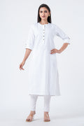 Attire Hub Womens Pure Cotton White Solid Kurti