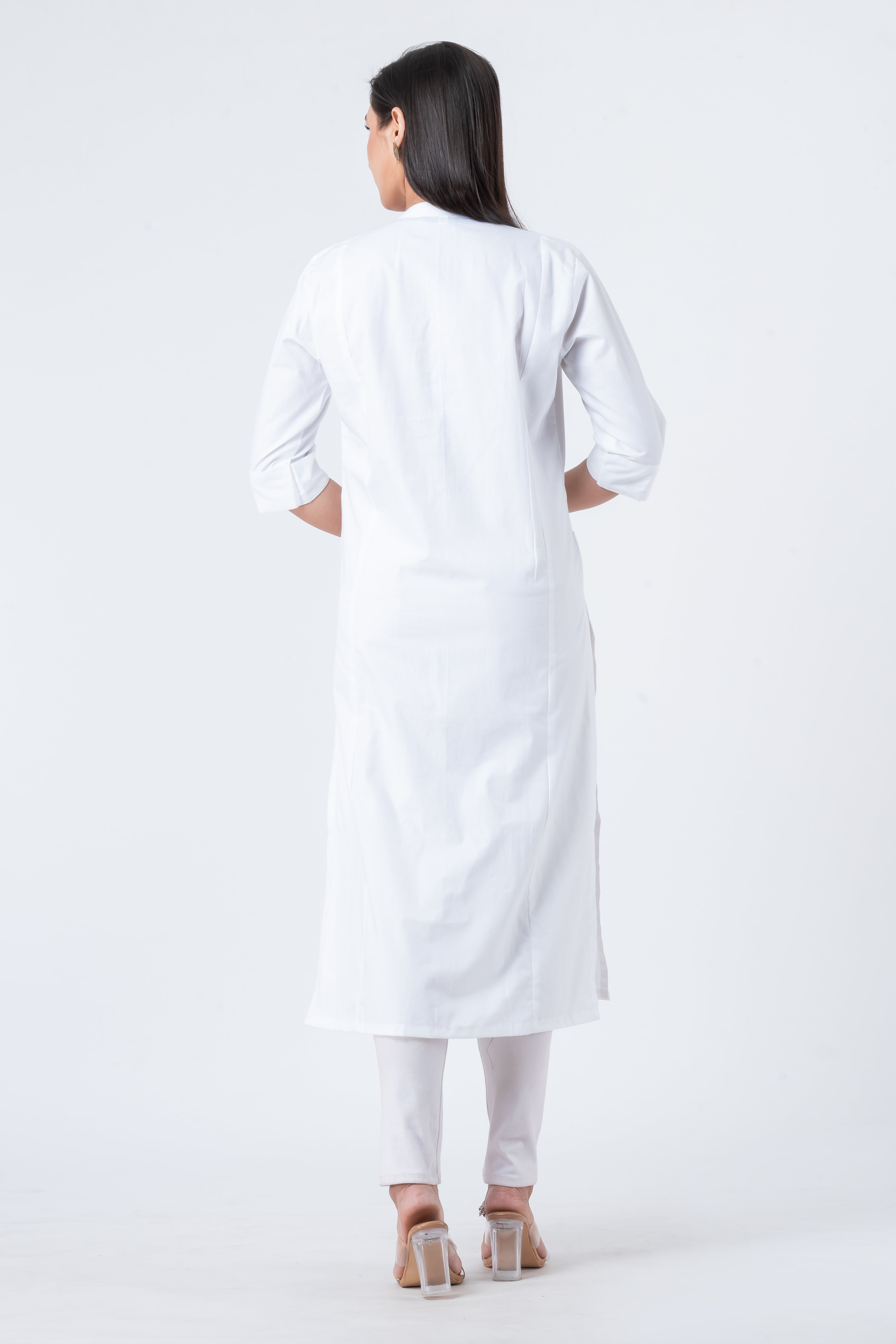 Attire Hub Womens Pure Cotton White Solid Kurti
