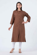Attire Hub Womens Pure Cotton Brown Solid Kurti