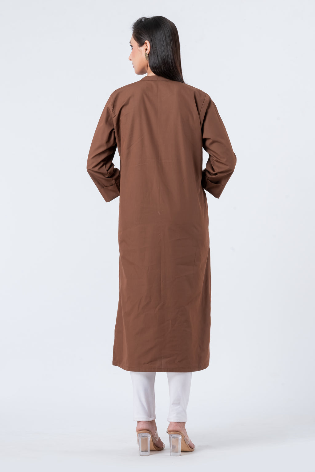 Attire Hub Womens Pure Cotton Brown Solid Kurti