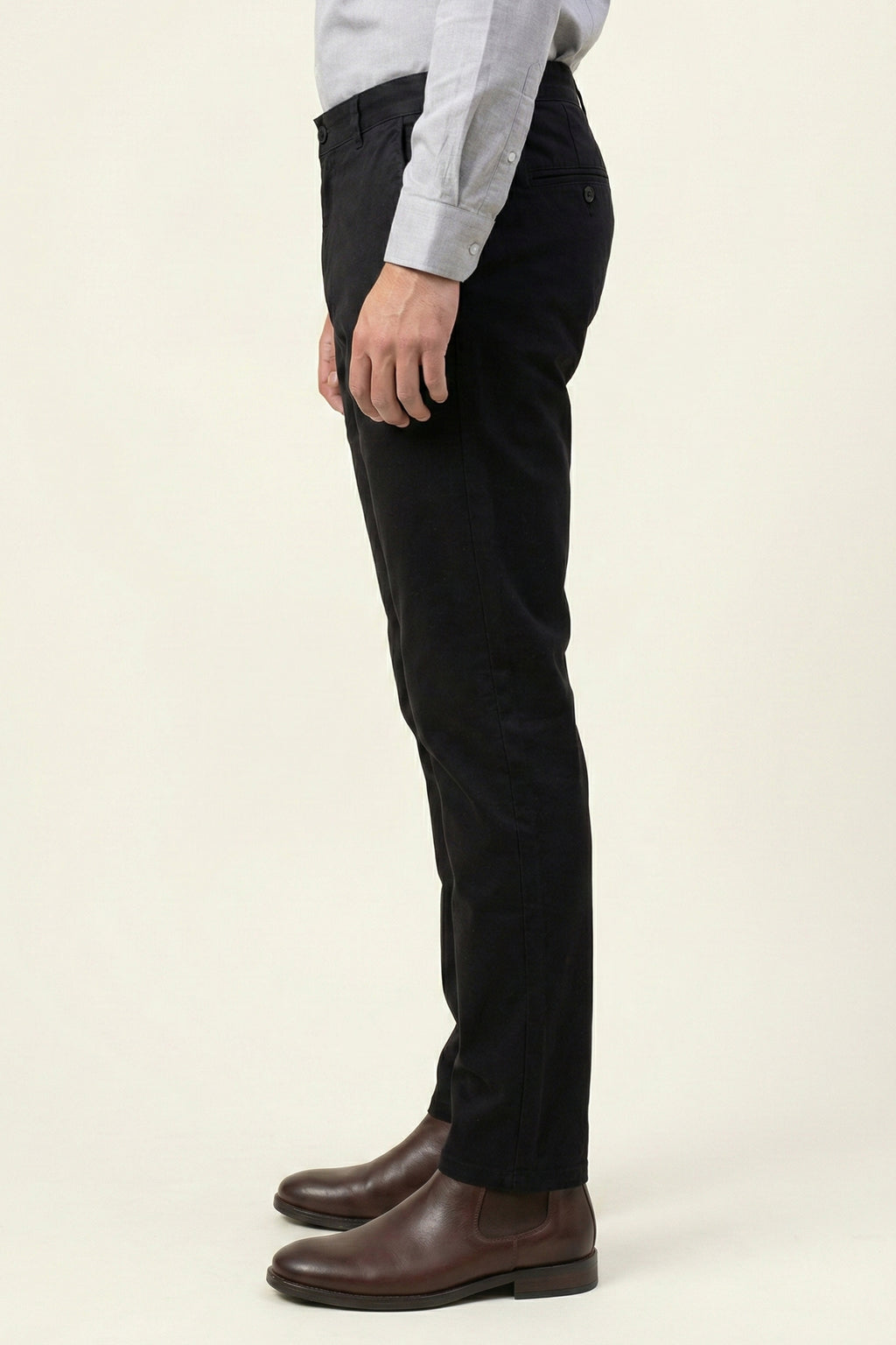 Attire Hub Mens Pure Cotton Black Solid Chinos