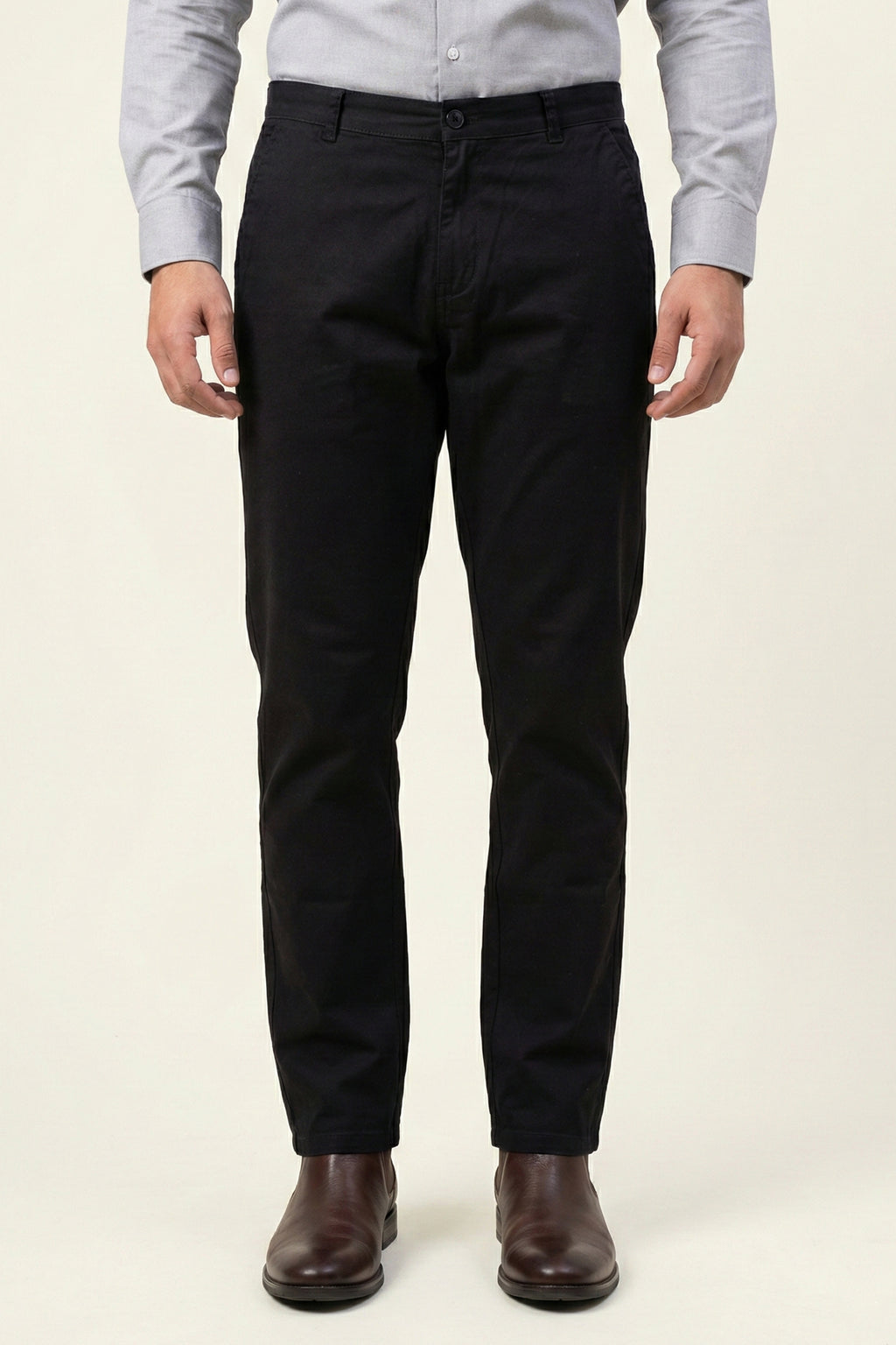 Attire Hub Mens Pure Cotton Black Solid Chinos