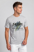 Attire Hub Mens Pure Cotton Grey The Dream Printed Round T-Shirt