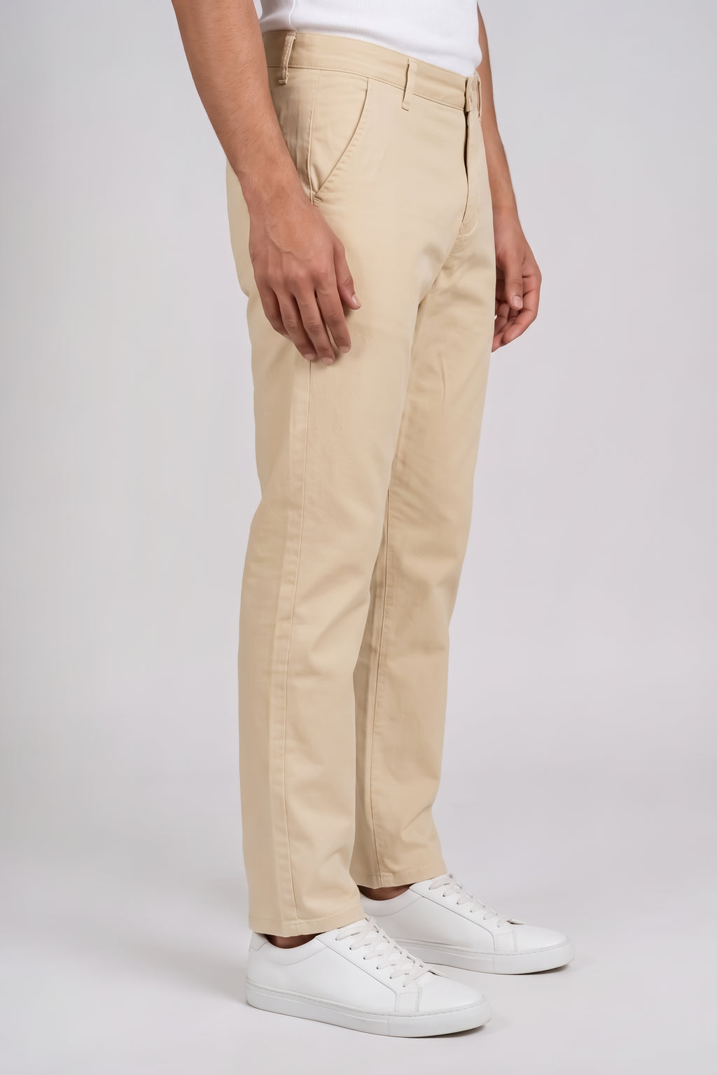 Attire Hub Mens Pure Cotton Khaki Solid Chinos