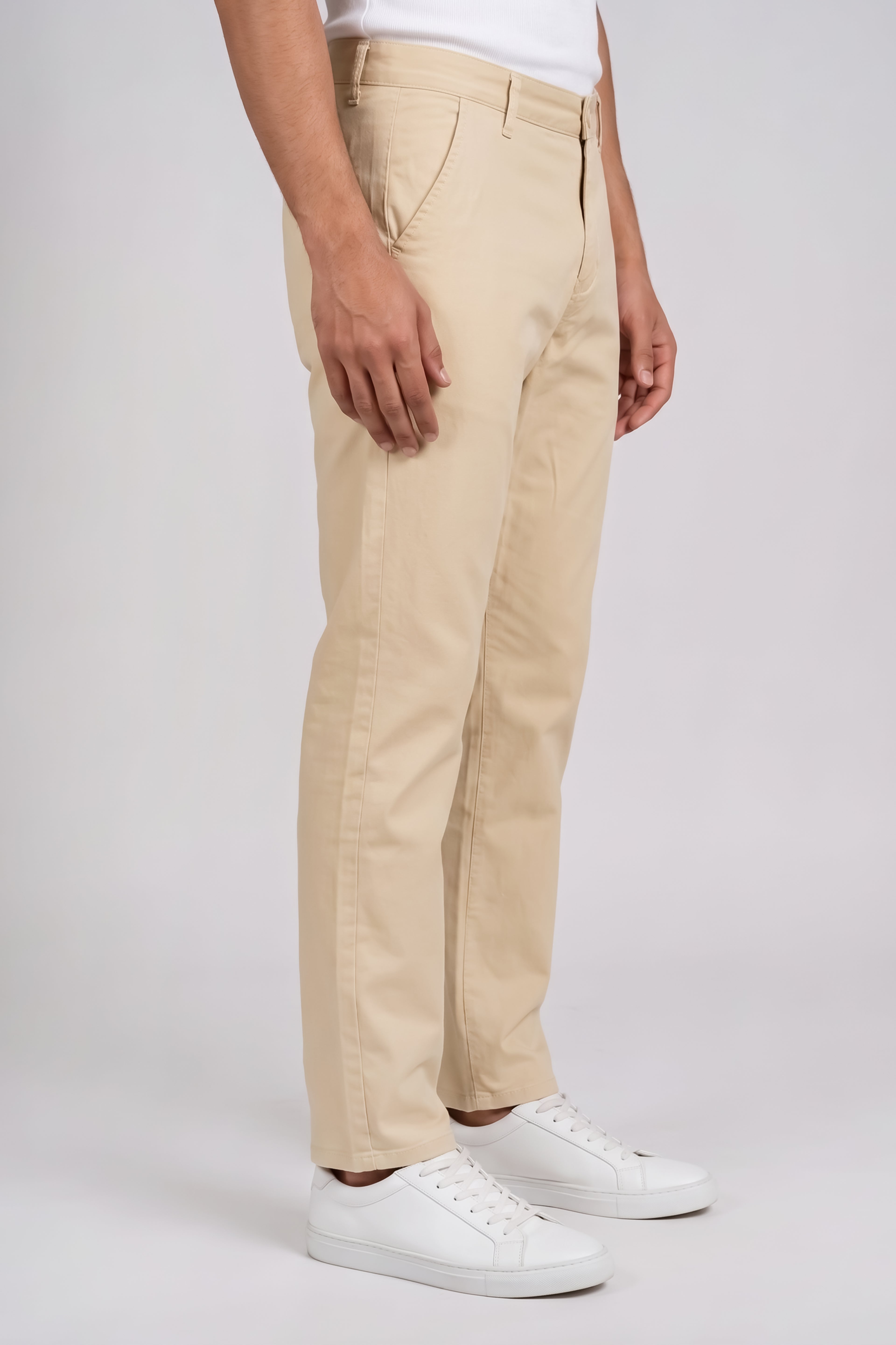 Attire Hub Mens Pure Cotton Khaki Solid Chinos