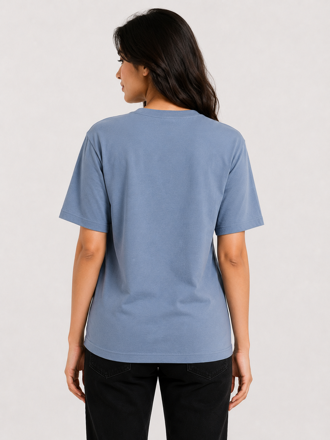 Attire Hub Womens Pure Cotton Air Blue Solid Round Oversized T-Shirt
