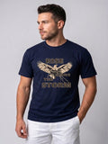 Attire Hub Mens Pure Cotton Navy Rise Storm Printed Round T-Shirt