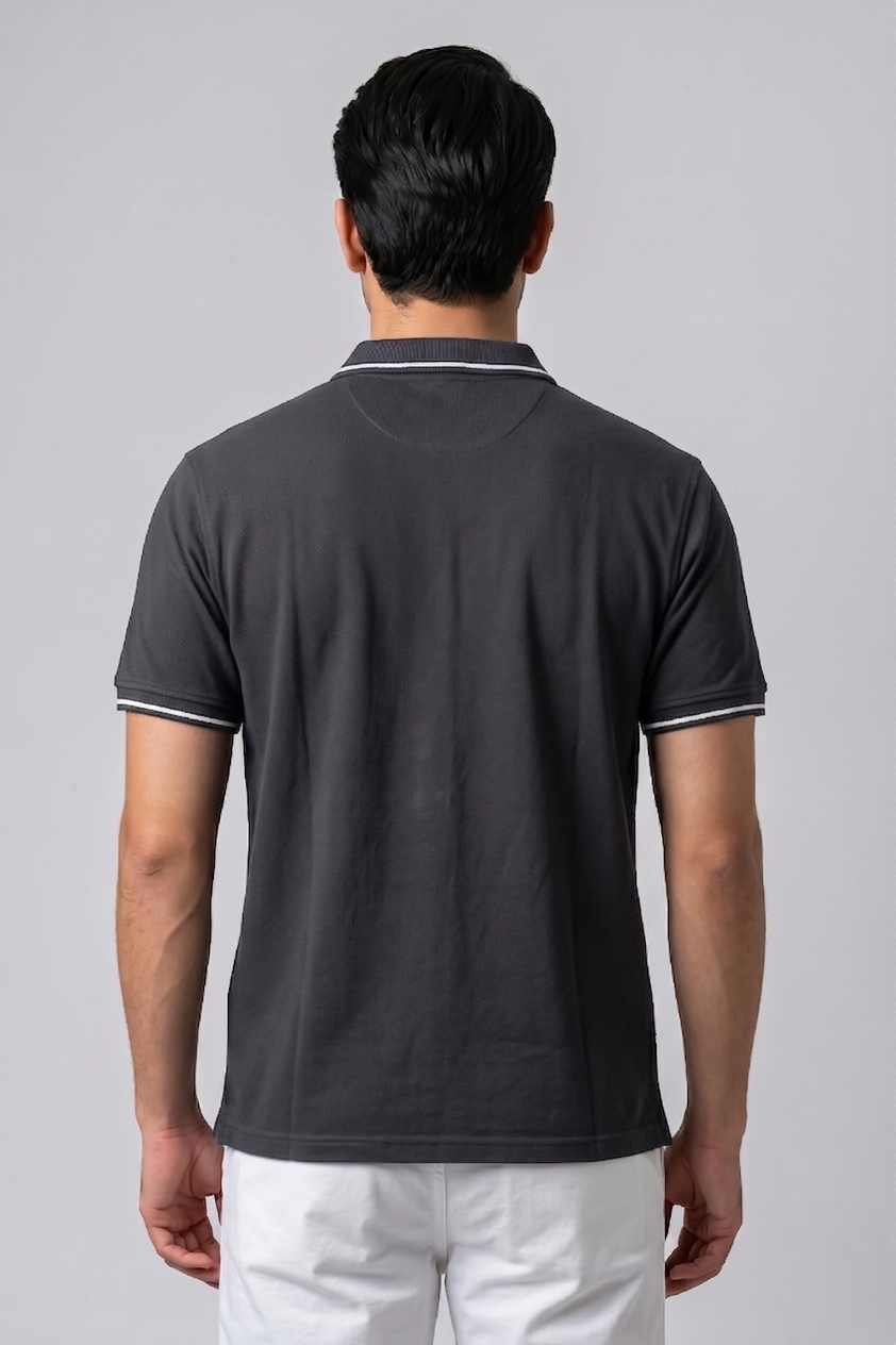 Attire Hub Mens Solid Cotton Polo Neck T-Shirt