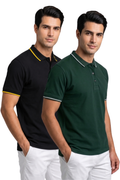 Attire Hub Mens Pure Cotton Multi Pack Polo Polo T-Shirt (Pack of 2)